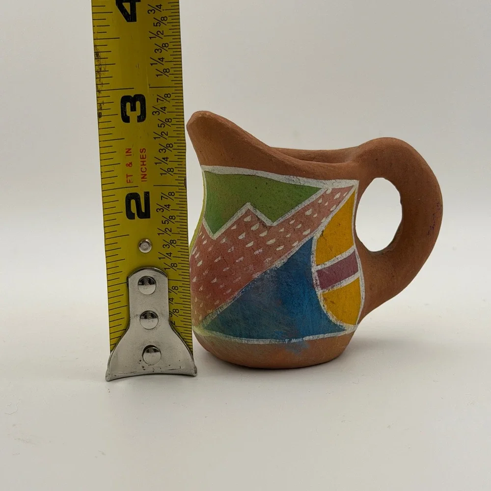Southwestern Hand Painted Mini Pottery‎ Pitcher Terracotta 3